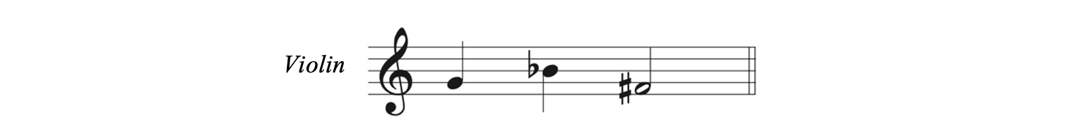 Violin has G, B-flat, and F-sharp.